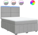 vidaXL Κρεβάτι Boxspring με Στρώμα Ανοιχτό Γκρι 140x190 εκ. Υφασμάτινο