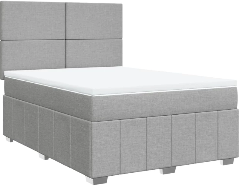 vidaXL Κρεβάτι Boxspring με Στρώμα Ανοιχτό Γκρι 140x190 εκ. Υφασμάτινο