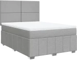 vidaXL Κρεβάτι Boxspring με Στρώμα Ανοιχτό Γκρι 140x190 εκ. Υφασμάτινο
