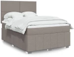 vidaXL Κρεβάτι Boxspring με Στρώμα Taupe 140x200 εκ. Υφασμάτινο
