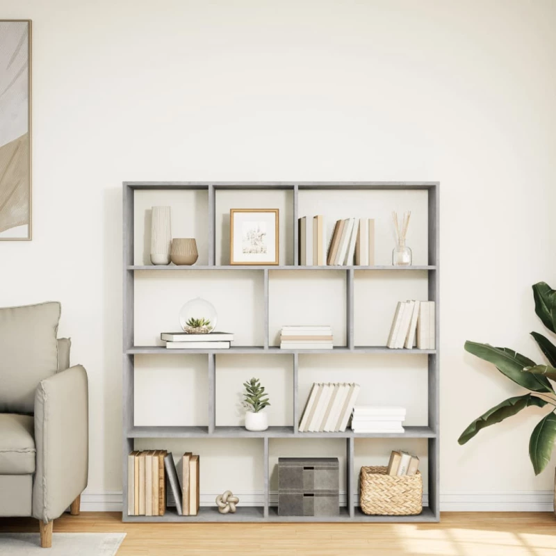 vidaXL Βιβλιοθήκη Γκρι Σκυροδέματος 132x29x141,5εκ. Επεξεργασμένο Ξύλο