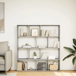 vidaXL Βιβλιοθήκη Γκρι Σκυροδέματος 132x29x141,5εκ. Επεξεργασμένο Ξύλο