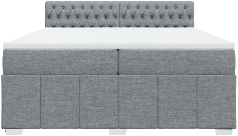 vidaXL Κρεβάτι Boxspring με Στρώμα Ανοιχτό Γκρι 200x200 εκ. Υφασμάτινο
