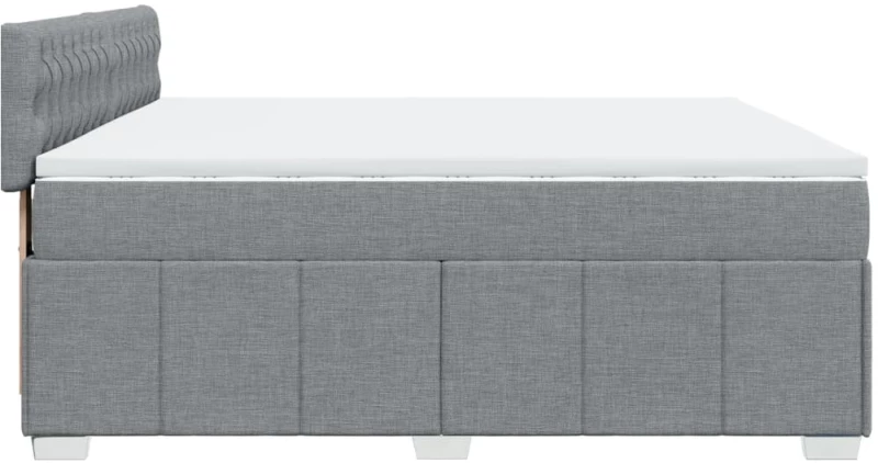 vidaXL Κρεβάτι Boxspring με Στρώμα Ανοιχτό Γκρι 200x200 εκ. Υφασμάτινο