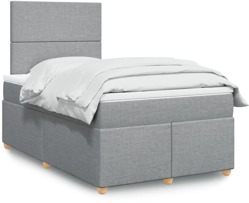 vidaXL Κρεβάτι Boxspring με Στρώμα Ανοιχτό Γκρι 120x190 εκ. Υφασμάτινο