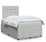 vidaXL Κρεβάτι Boxspring με Στρώμα Ανοιχτό Γκρι 120x190 εκ. Βελούδινο
