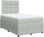 vidaXL Κρεβάτι Boxspring με Στρώμα Ανοιχτό Γκρι 120x190 εκ. Βελούδινο