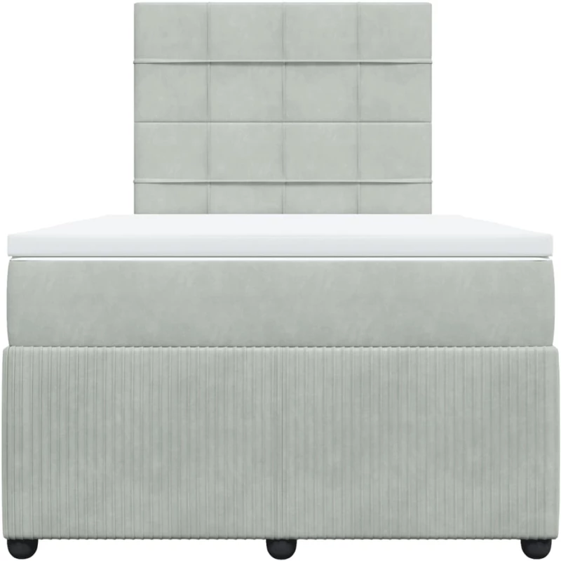 vidaXL Κρεβάτι Boxspring με Στρώμα Ανοιχτό Γκρι 120x190 εκ. Βελούδινο
