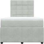 vidaXL Κρεβάτι Boxspring με Στρώμα Ανοιχτό Γκρι 120x190 εκ. Βελούδινο