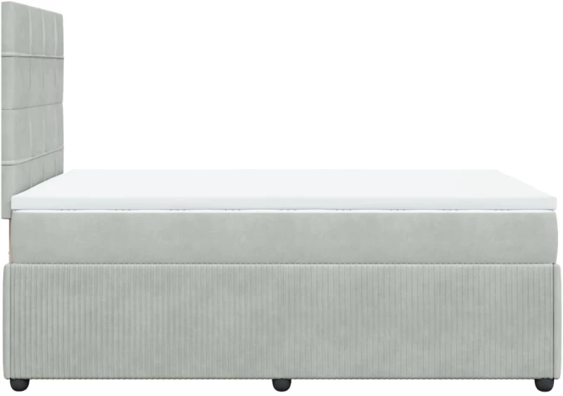 vidaXL Κρεβάτι Boxspring με Στρώμα Ανοιχτό Γκρι 120x190 εκ. Βελούδινο