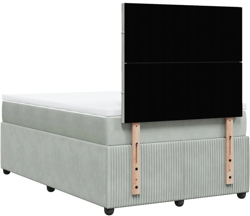 vidaXL Κρεβάτι Boxspring με Στρώμα Ανοιχτό Γκρι 120x190 εκ. Βελούδινο