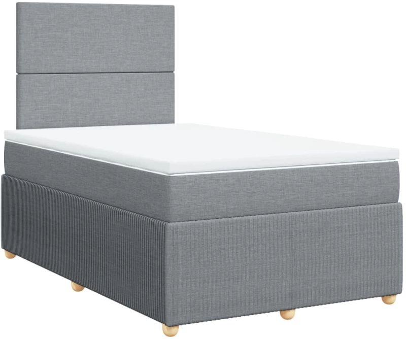 vidaXL Κρεβάτι Boxspring με Στρώμα Ανοιχτό Γκρι 120x190 εκ. Υφασμάτινο