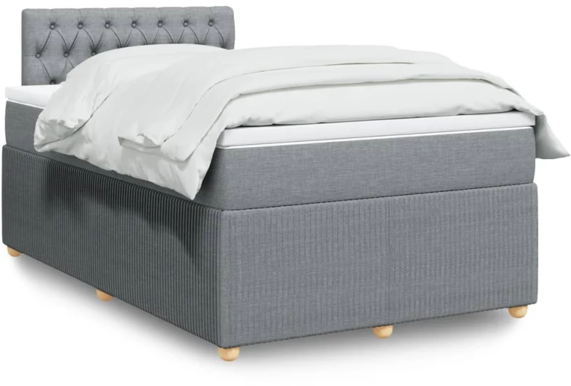 vidaXL Κρεβάτι Boxspring με Στρώμα Ανοιχτό Γκρι 120x190 εκ. Υφασμάτινο