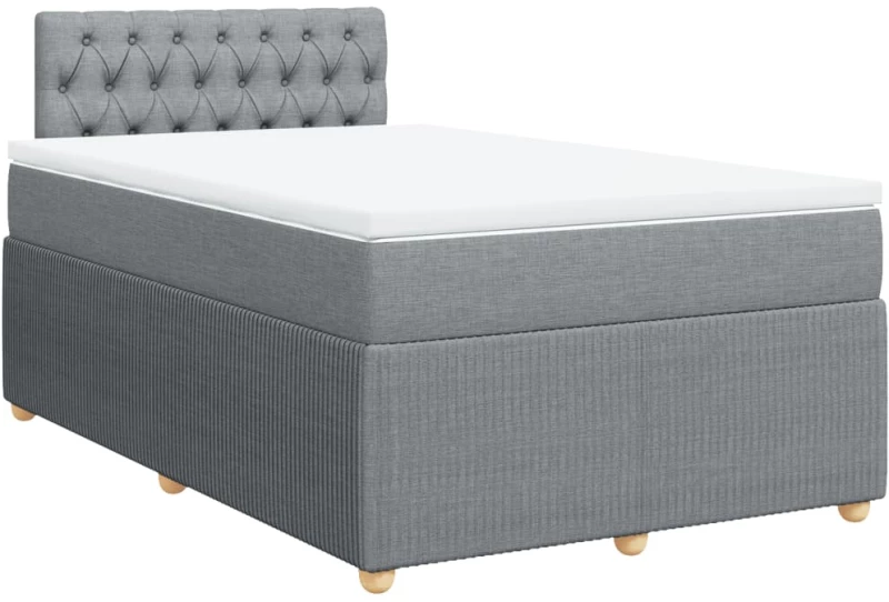 vidaXL Κρεβάτι Boxspring με Στρώμα Ανοιχτό Γκρι 120x190 εκ. Υφασμάτινο