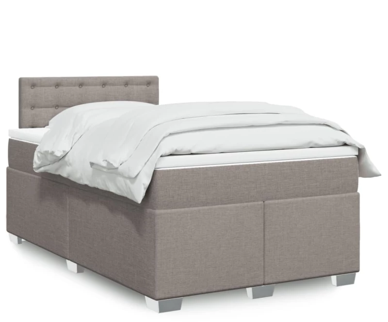 vidaXL Κρεβάτι Boxspring με Στρώμα Taupe 120x190 εκ. Υφασμάτινο