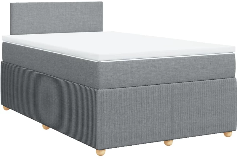 vidaXL Κρεβάτι Boxspring με Στρώμα Ανοιχτό Γκρι 120x190 εκ. Υφασμάτινο