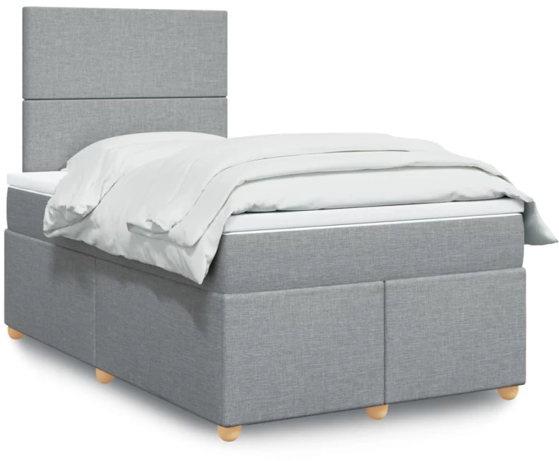 vidaXL Κρεβάτι Boxspring με Στρώμα Ανοιχτό Γκρι 120x190 εκ. Υφασμάτινο