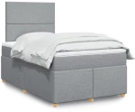 vidaXL Κρεβάτι Boxspring με Στρώμα Ανοιχτό Γκρι 120x190 εκ. Υφασμάτινο