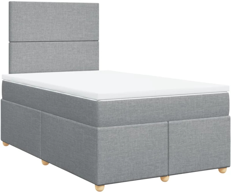 vidaXL Κρεβάτι Boxspring με Στρώμα Ανοιχτό Γκρι 120x190 εκ. Υφασμάτινο