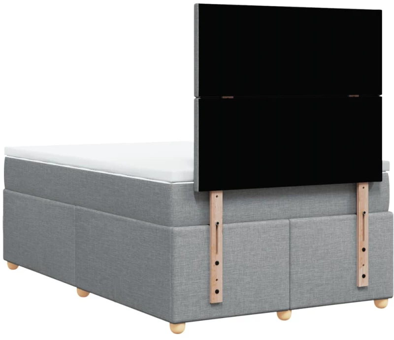 vidaXL Κρεβάτι Boxspring με Στρώμα Ανοιχτό Γκρι 120x190 εκ. Υφασμάτινο