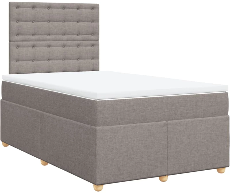 vidaXL Κρεβάτι Boxspring με Στρώμα Taupe 120x190 εκ. Υφασμάτινο