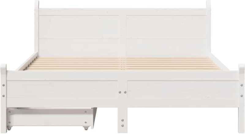 vidaXL Σκελετός Κρεβ. Χωρίς Στρώμα Λευκό 135x190 εκ Μασίφ Πεύκο