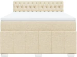 vidaXL Κρεβάτι Boxspring με Στρώμα Κρεμ 140x200 εκ. Υφασμάτινο