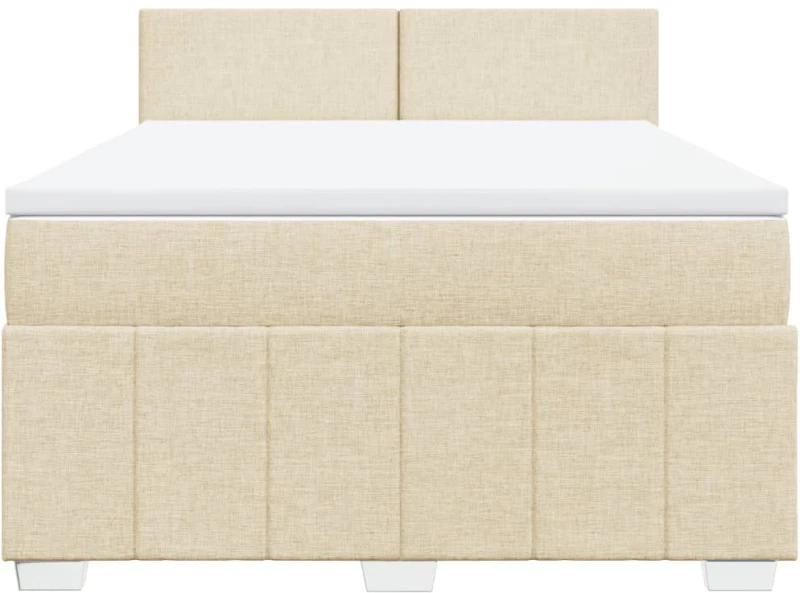 vidaXL Κρεβάτι Boxspring με Στρώμα Κρεμ 140x200 εκ. Υφασμάτινο