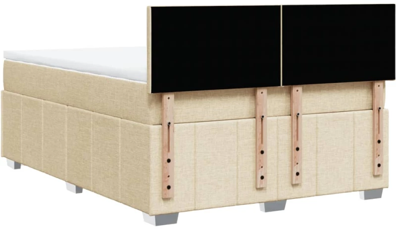 vidaXL Κρεβάτι Boxspring με Στρώμα Κρεμ 140x200 εκ. Υφασμάτινο