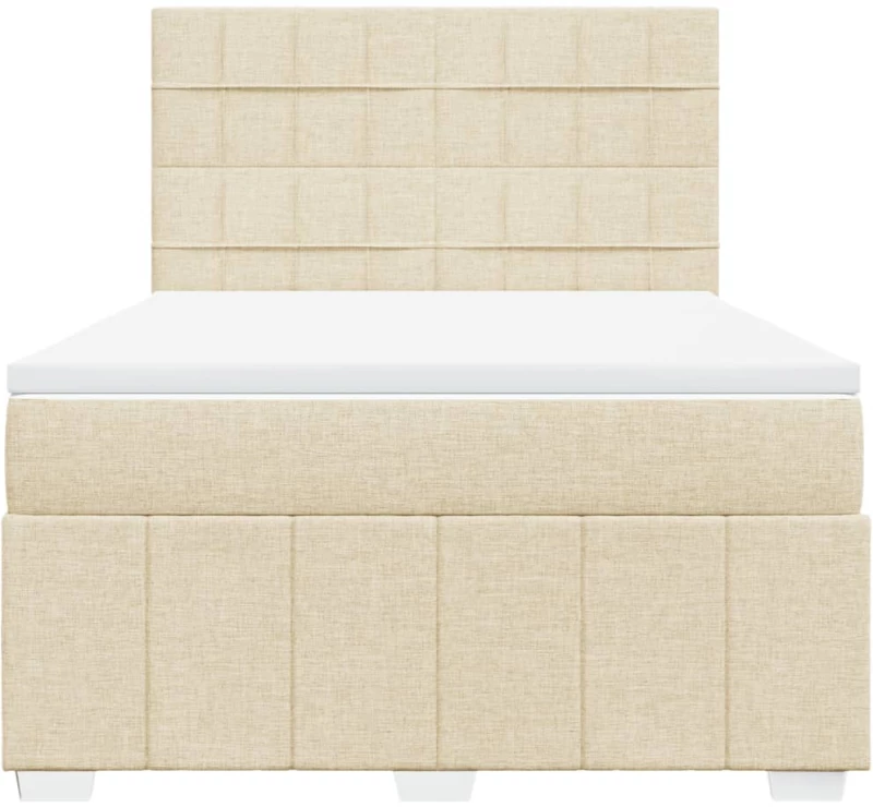 vidaXL Κρεβάτι Boxspring με Στρώμα Κρεμ 140x200 εκ. Υφασμάτινο