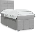 vidaXL Κρεβάτι Boxspring με Στρώμα Ανοιχτό Γκρι 90x190 εκ. Υφασμάτινο