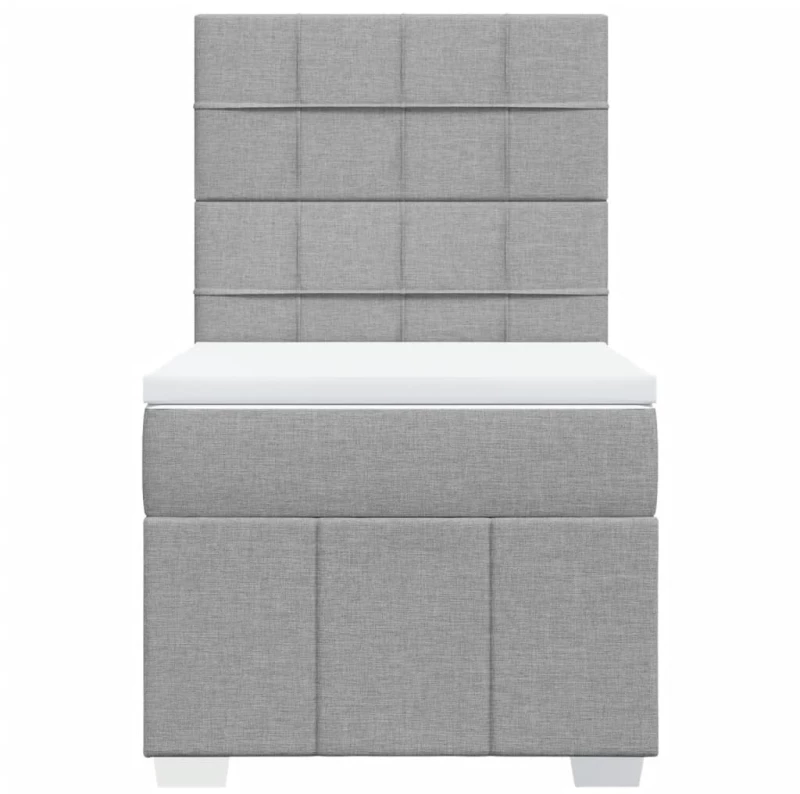 vidaXL Κρεβάτι Boxspring με Στρώμα Ανοιχτό Γκρι 90x190 εκ. Υφασμάτινο