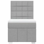 vidaXL Κρεβάτι Boxspring με Στρώμα Ανοιχτό Γκρι 90x190 εκ. Υφασμάτινο