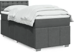 vidaXL Κρεβάτι Boxspring με Στρώμα Σκούρο Γκρι 90x190 εκ. Υφασμάτινο