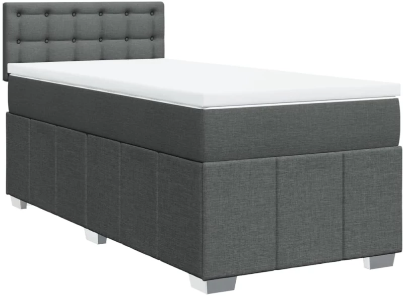 vidaXL Κρεβάτι Boxspring με Στρώμα Σκούρο Γκρι 90x190 εκ. Υφασμάτινο