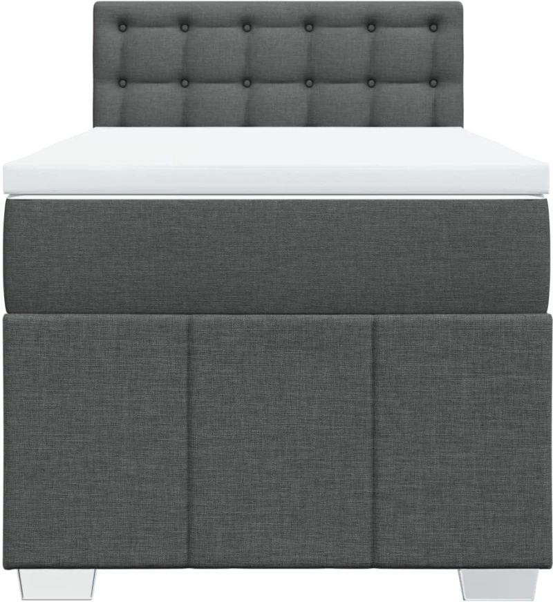vidaXL Κρεβάτι Boxspring με Στρώμα Σκούρο Γκρι 90x190 εκ. Υφασμάτινο