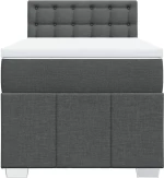vidaXL Κρεβάτι Boxspring με Στρώμα Σκούρο Γκρι 90x190 εκ. Υφασμάτινο