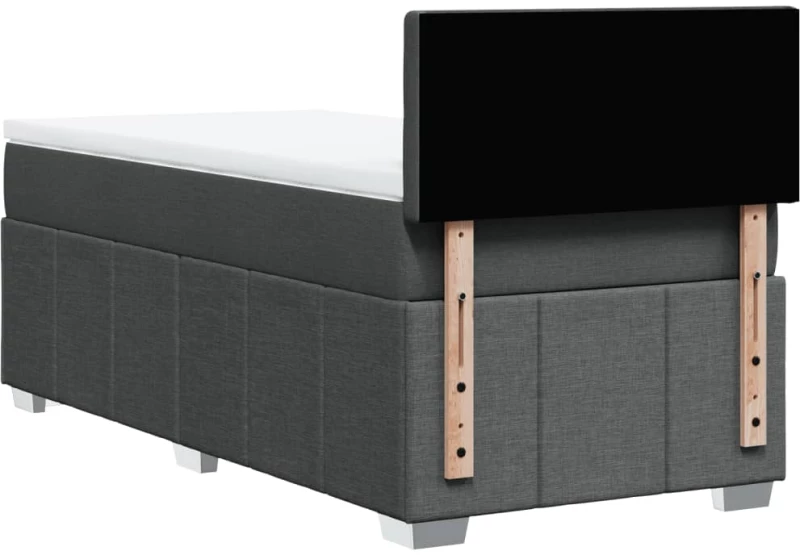 vidaXL Κρεβάτι Boxspring με Στρώμα Σκούρο Γκρι 90x190 εκ. Υφασμάτινο