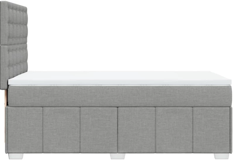 vidaXL Κρεβάτι Boxspring με Στρώμα Ανοιχτό Γκρι 90x190 εκ. Υφασμάτινο