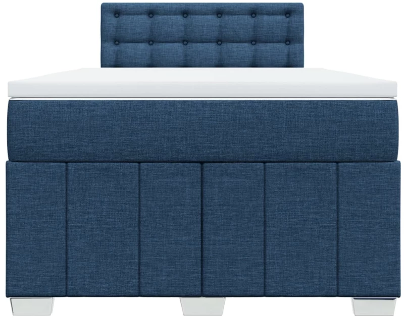 vidaXL Κρεβάτι Boxspring με Στρώμα Μπλε 120x190 εκ. Υφασμάτινο