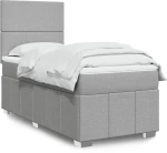 vidaXL Κρεβάτι Boxspring με Στρώμα Ανοιχτό Γκρι 90x190 εκ. Υφασμάτινο