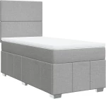 vidaXL Κρεβάτι Boxspring με Στρώμα Ανοιχτό Γκρι 90x190 εκ. Υφασμάτινο