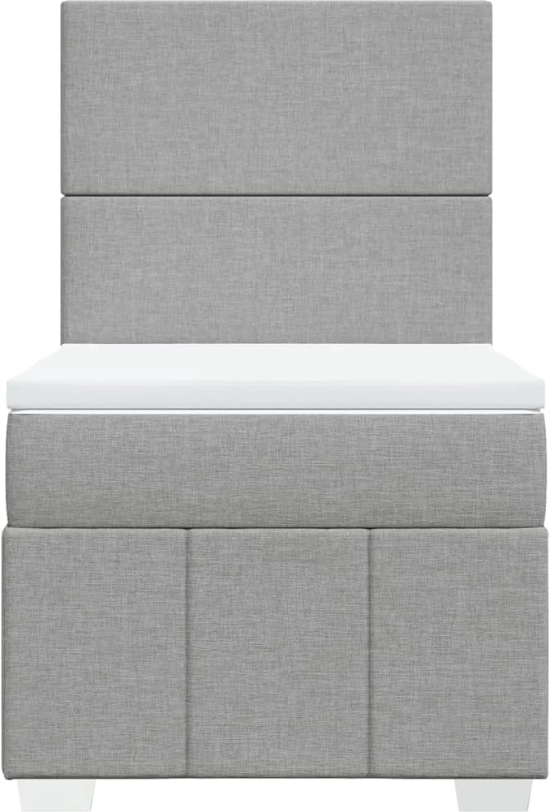 vidaXL Κρεβάτι Boxspring με Στρώμα Ανοιχτό Γκρι 90x190 εκ. Υφασμάτινο