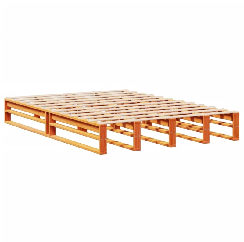 vidaXL Κρεβάτι Βιβλιοθήκη Χωρίς Στρώμα Καφέ 150x200 εκ Μασίφ Πεύκο