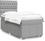 vidaXL Κρεβάτι Boxspring με Στρώμα Ανοιχτό Γκρι 90x200 εκ. Υφασμάτινο