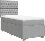 vidaXL Κρεβάτι Boxspring με Στρώμα Ανοιχτό Γκρι 90x200 εκ. Υφασμάτινο