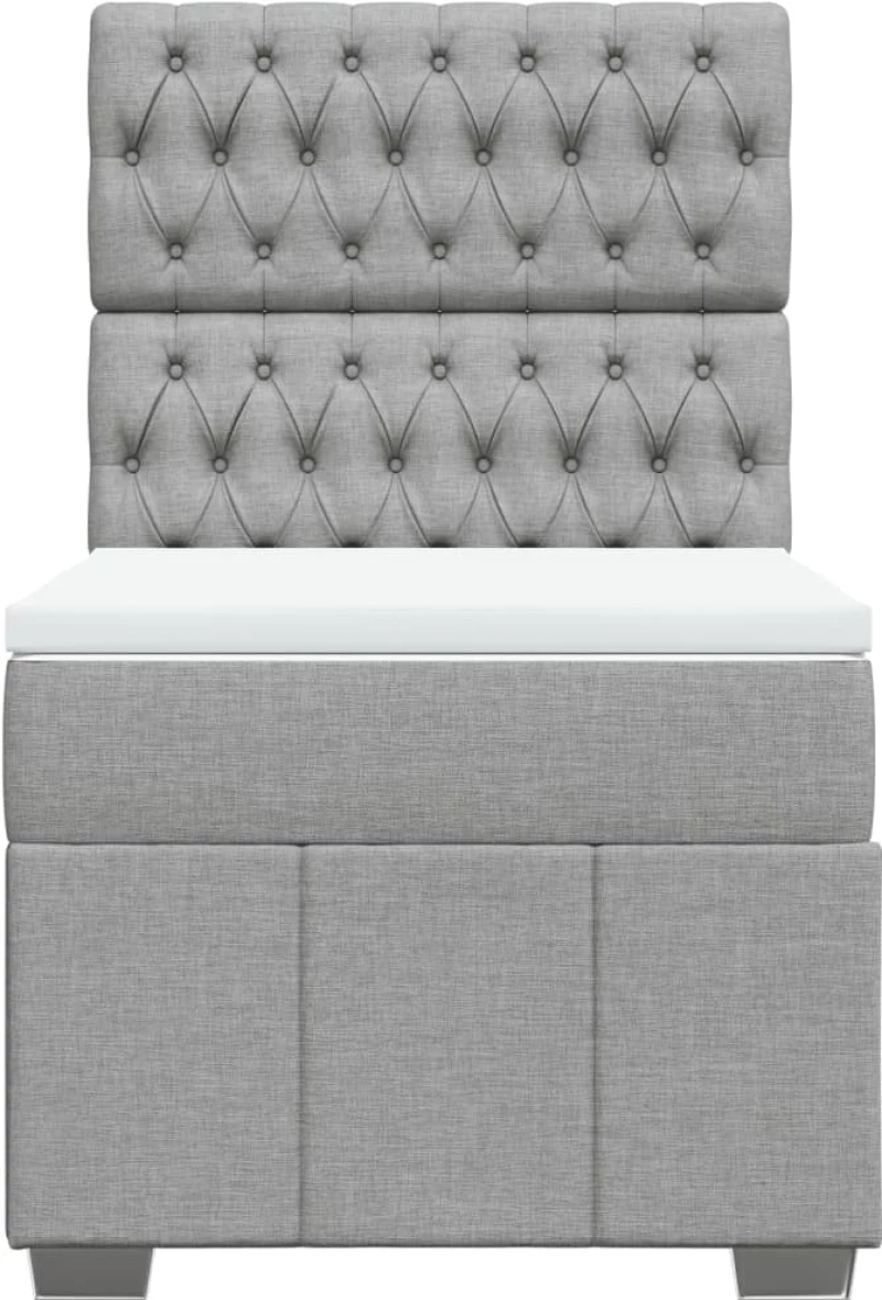 vidaXL Κρεβάτι Boxspring με Στρώμα Ανοιχτό Γκρι 90x200 εκ. Υφασμάτινο
