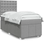 vidaXL Κρεβάτι Boxspring με Στρώμα Ανοιχτό Γκρι 100x200 εκ. Υφασμάτινο