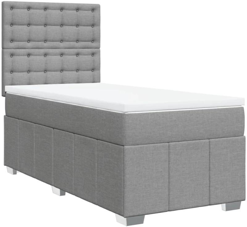 vidaXL Κρεβάτι Boxspring με Στρώμα Ανοιχτό Γκρι 100x200 εκ. Υφασμάτινο