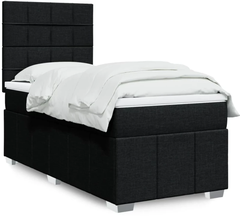 vidaXL Κρεβάτι Boxspring με Στρώμα Μαύρο 80 x 200 εκ. Υφασμάτινο